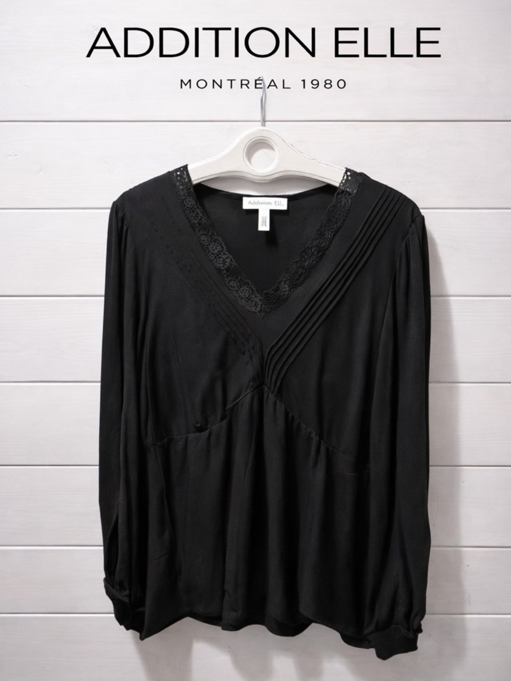 Addition Elle Black Lace Trim Blouse - Size 1X🖤